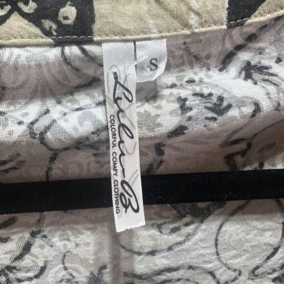 Lulu-B Women's Small 3/4 Sleeve Asymmetric Floral Print Retro Small Artsy Tan - Picture 6 of 10